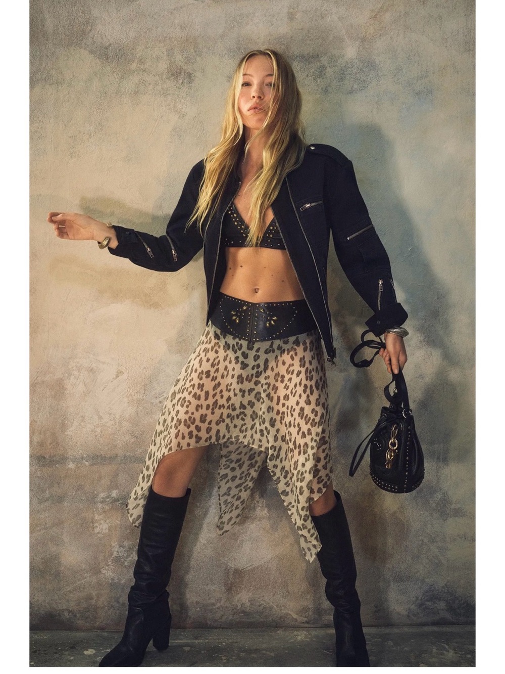 Zara Denim Jacket Kate Moss Collection  Zip-Front Bomber Jacket